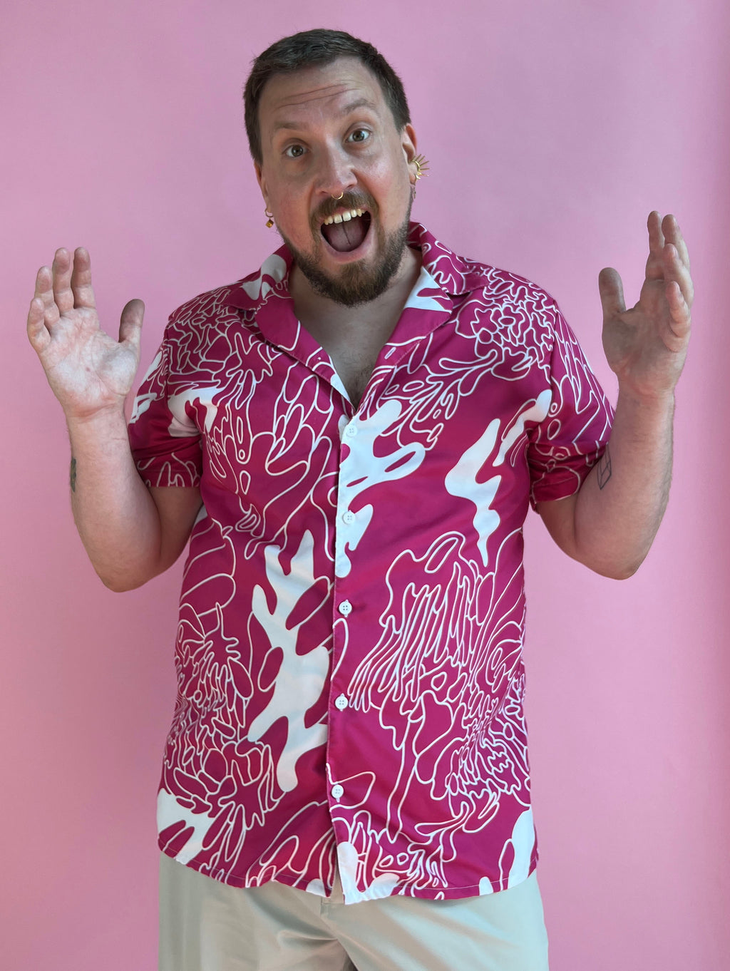 The Pink Aqua Button Up