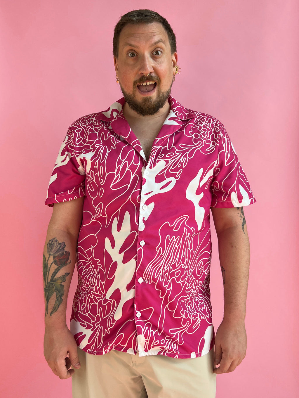 The Pink Aqua Button Up