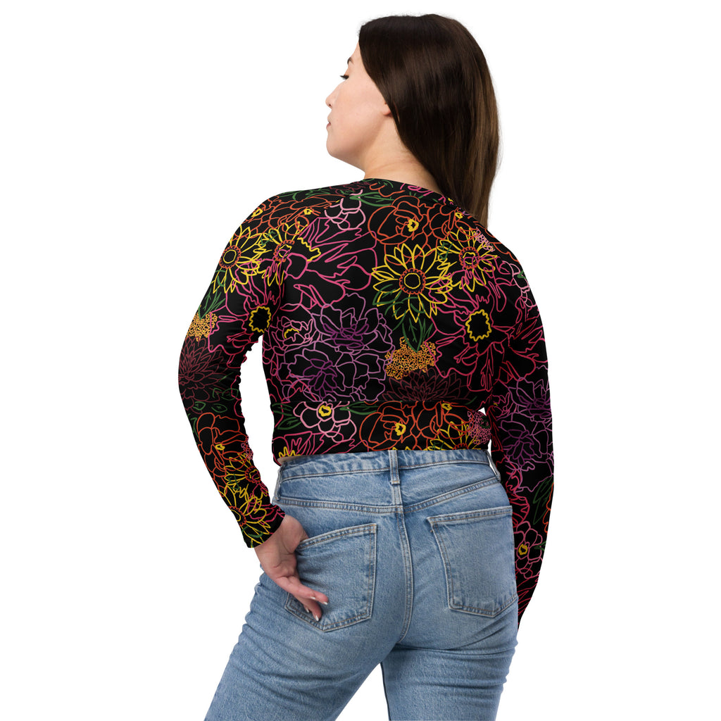 The Neon Flowers Long Sleeve Crop Top