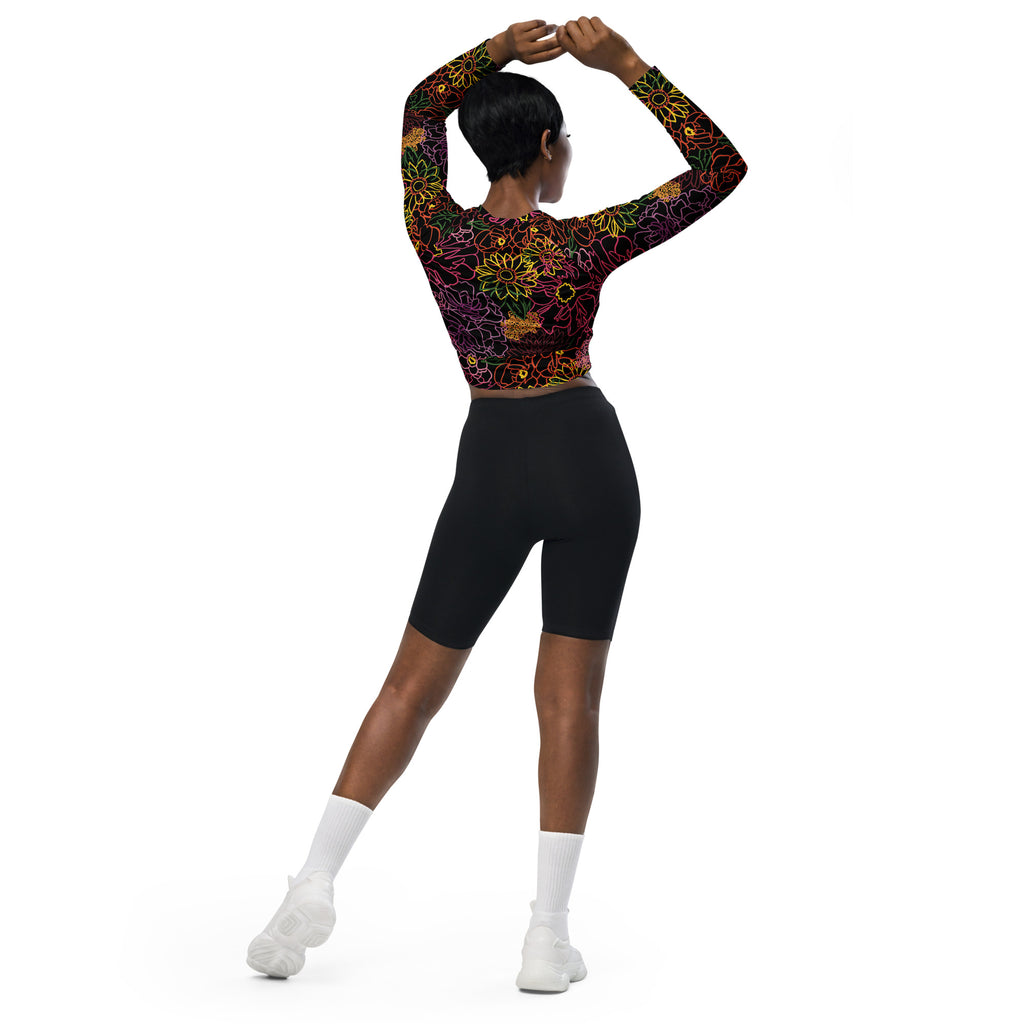 The Neon Flowers Long Sleeve Crop Top