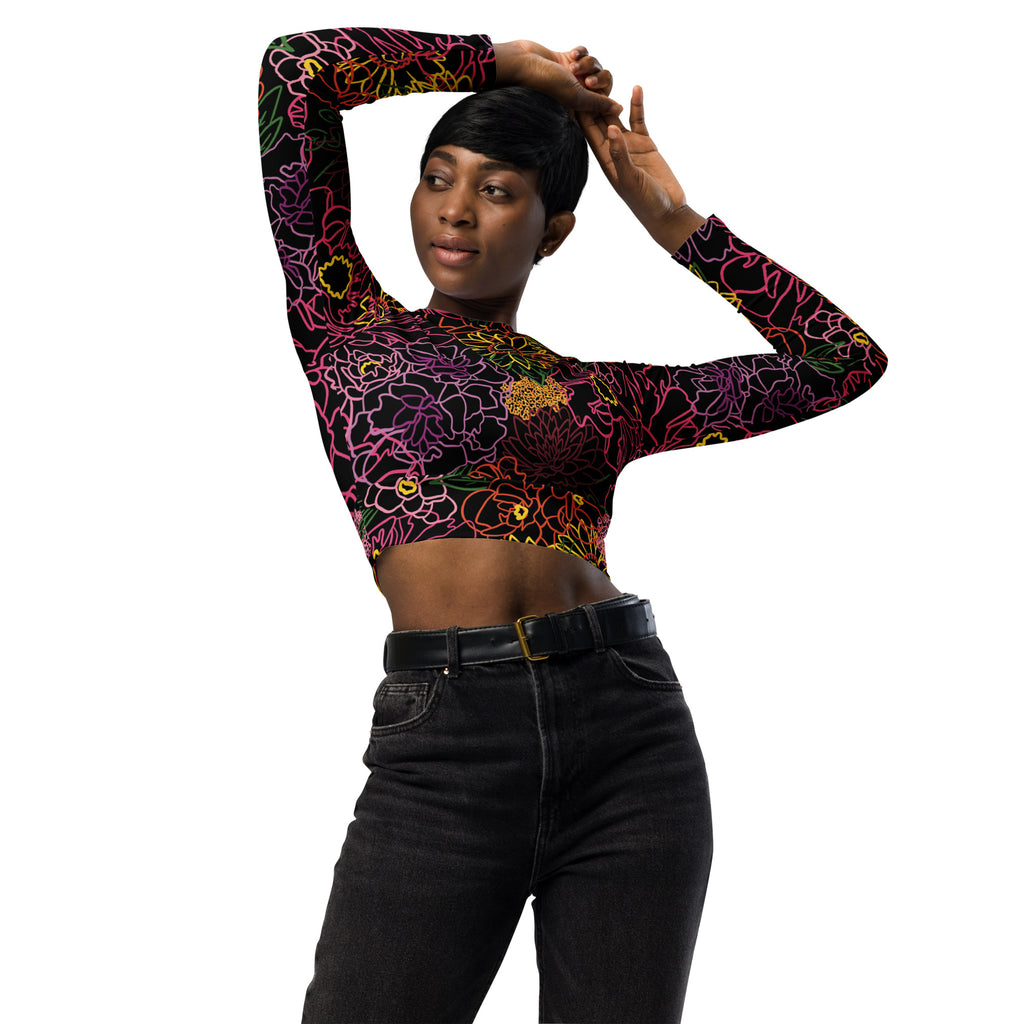 The Neon Flowers Long Sleeve Crop Top