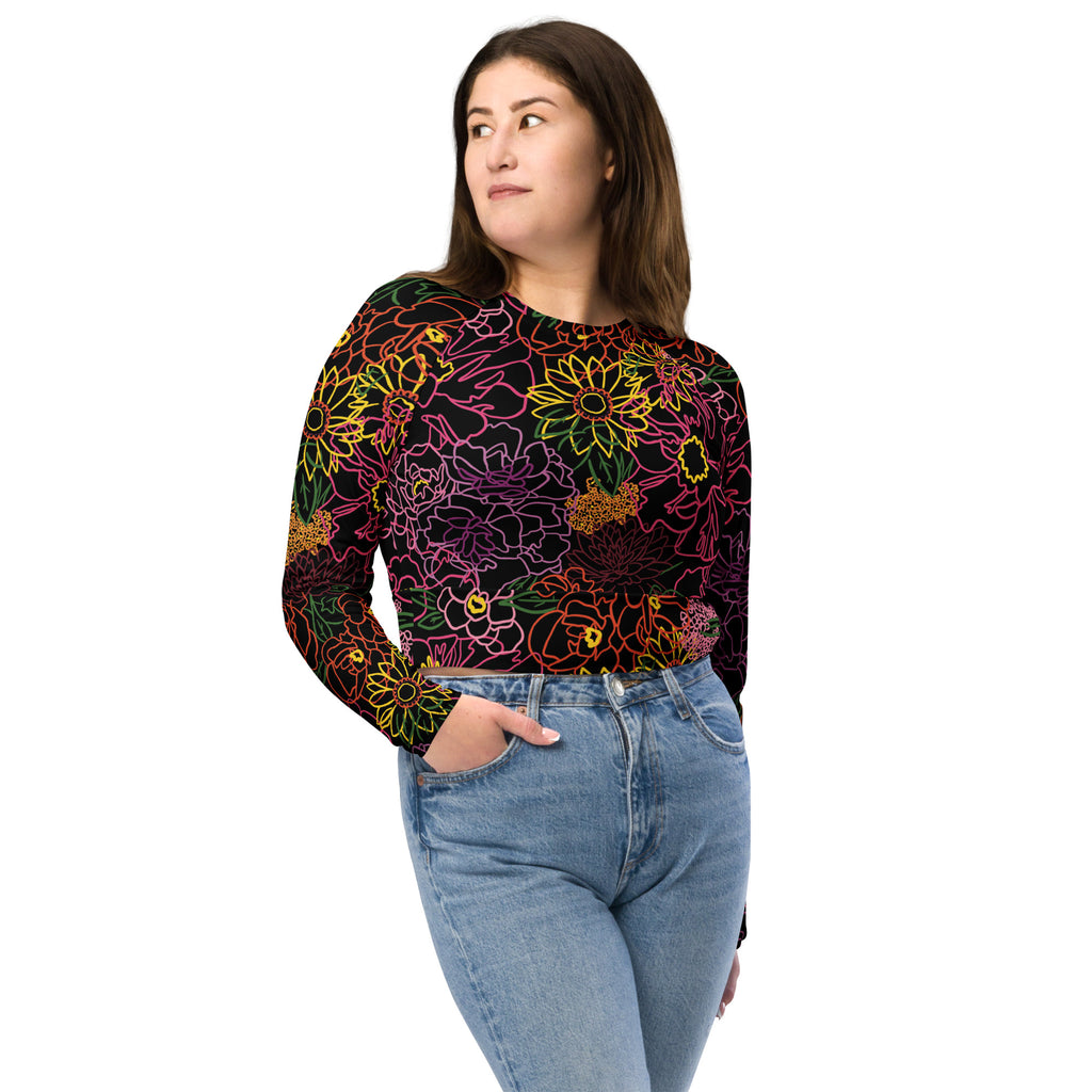 The Neon Flowers Long Sleeve Crop Top