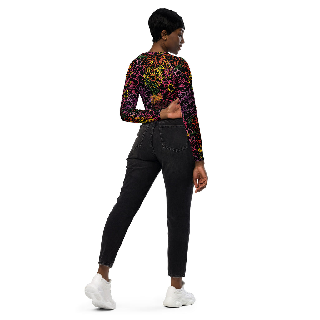 The Neon Flowers Long Sleeve Crop Top